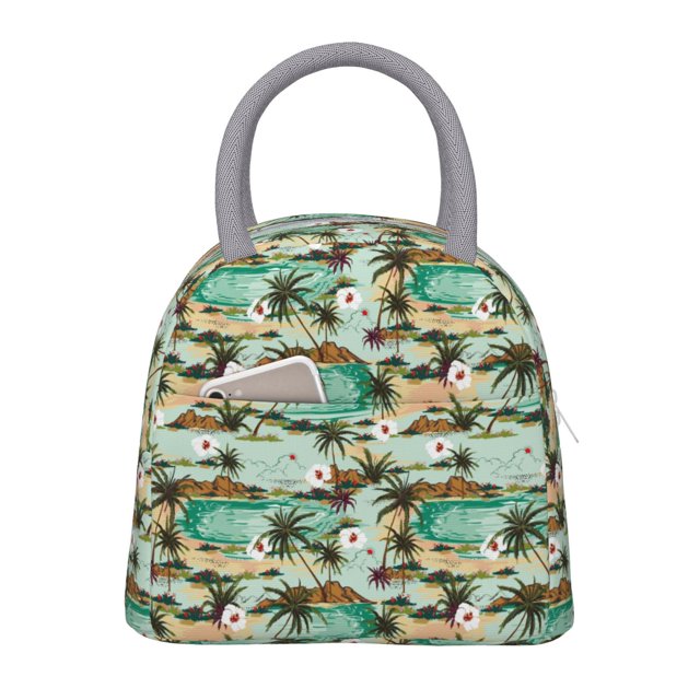 Easygdp Colorful Hawaii Palms Bolsa de Almuerzo Insulada Grande, Forro de Aluminio, Diseño Espacioso, a Prueba de Fugas, Ideal para Trabajo, Picnics, Viajes y Actividades al Aire Libre