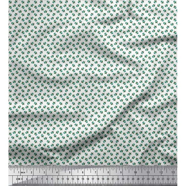 Soimoi Polyester Crepe Fabric Leaves & Floral Small Decor Fabric Printed Yard 52 Inch Wide