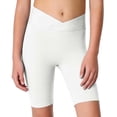 thumbnail image 3 of Hesxuno Girls Biker Leggings Crossover High Waist Cycling Yoga Pants Kids Buttery Soft Compression Leggings Athletic Running Active Non See Through Tights White 4 Years, 3 of 7