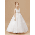 thumbnail image 3 of Tulle First Communion Dress Lace Appliques Flower Girl Dresses for Wedding Girls Pageant Ball Gown (Ivory 2 -3Years）, 3 of 9