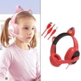 thumbnail image 2 of Auriculares Over Ear con cable ajustables Cancelación de ruido Ligeros para computadora Smartphones Juegos Enseñanza Yotijar rojo, 2 of 6