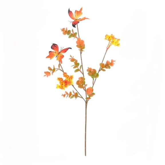 21 Inch Artificial Fall Stems with Butterflies Fall Decorations for Home Burnt Orange Decor for Porch Table Mantel Fall Wedding and Thanksgiving Decor 1 Pack