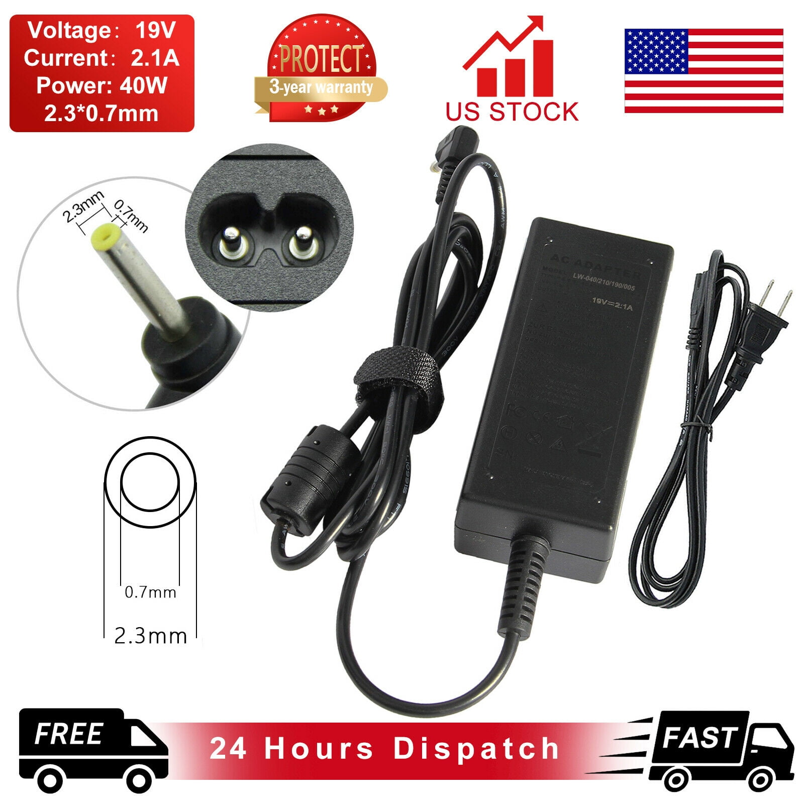 40w Ac Adapter Charger For Asus Eee Pc 1005pe 1005 1005ha 1005hab 1001p 1101ha Walmart Com Walmart Com