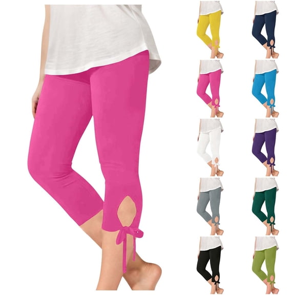Baby Girl Pants Girls Summer Stretchy Capri Leggings Solid Casual Yoga Beach Workout Black 5-6 Years