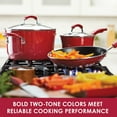 thumbnail image 6 of Rachael Ray 14-Piece Classic Brights Hard Enamel Nonstick Pots and Pans Set/Cookware Set, Red, 6 of 12