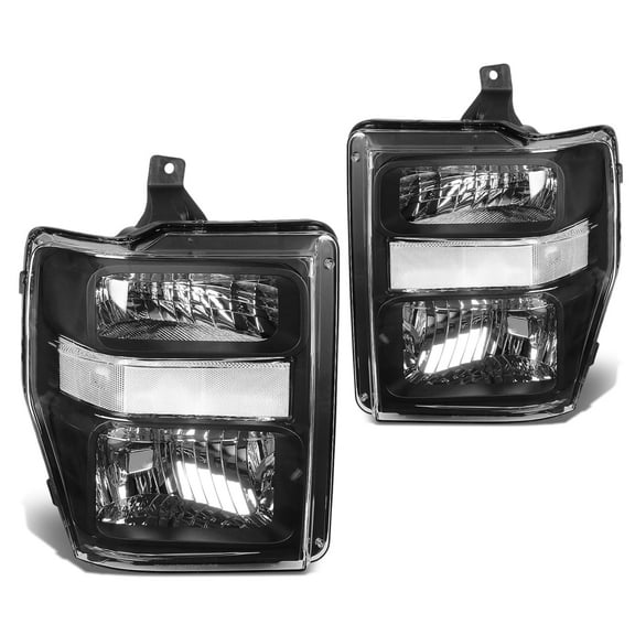 DNA Motoring For 2008-2010 Ford F250 F350 Super Duty Black Headlight Lamps LH RH Pair