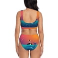 thumbnail image 3 of Wukai Lighthouse and Whale Women's Bikini Set Two Piece,wimsuit High Waisted V Neck Twist Front Adjustable Spaghetti Straps Bathing Suit-Large, 3 of 7