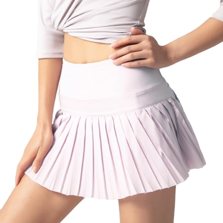 SWSMCLT Women s Golf Skort Athletic Pleated Tennis Skirts with Shorts Active Skirt Summer Flowy High Waisted Running Workout Fashion Pockets Pink Small