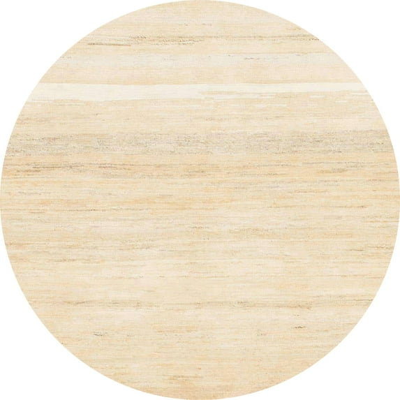 Ahgly Company Machine Washable Indoor Round Abstract Khaki Gold Area Rugs, 6' Round