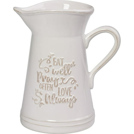 Ceramic Syrup Pitcher Precious Moments Bountiful Blessings Eat Well Pray Often Love Always Ceramic Kitchen Utencil Holder Or Pitcher 173410 ()