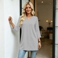 thumbnail image 5 of 3/4 Length Sleeve Womens Tops V Neck Shirts Dressy Casual Fashion Trendy Curved Hem Shirts 2026, 5 of 7