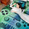 thumbnail image 4 of Castle Fairy Abstract Gradient Gamer Twin Bedding Sets 7-Piece for Children Teens,Geometric Plaid Bedding Comforter Set Microfiber,Futuristic Cubes Gamepads Breathable Sheet Sets, 4 of 8