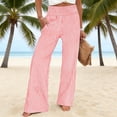thumbnail image 2 of Abomasnow Women's Lounge Pants Elastic High Waist Wide Leg Striped Pants Casual Soft Workout Comfy Loose Pants with Pockets, 2 of 8