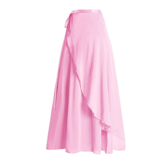 URTERYSER Women Wrap Dance Skirt Girls Long Dance Skirt Ballet Wrap Skirt Dance Skate Over Scarf Skirt Dancewear Pink