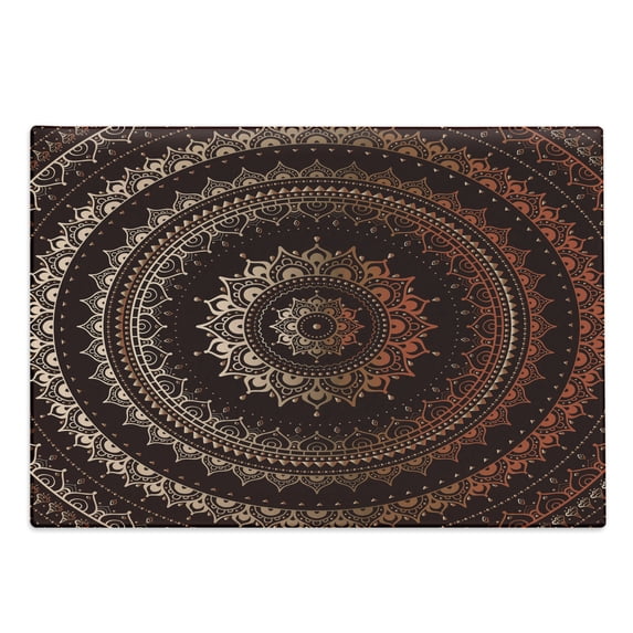 Mandala Cutting Board, Circle Universe and Cosmos Esoteric Image Print, Decorative Tempered Glass Cutting and Serving Board, Large Size, Chestnut Brown, by Ambesonne