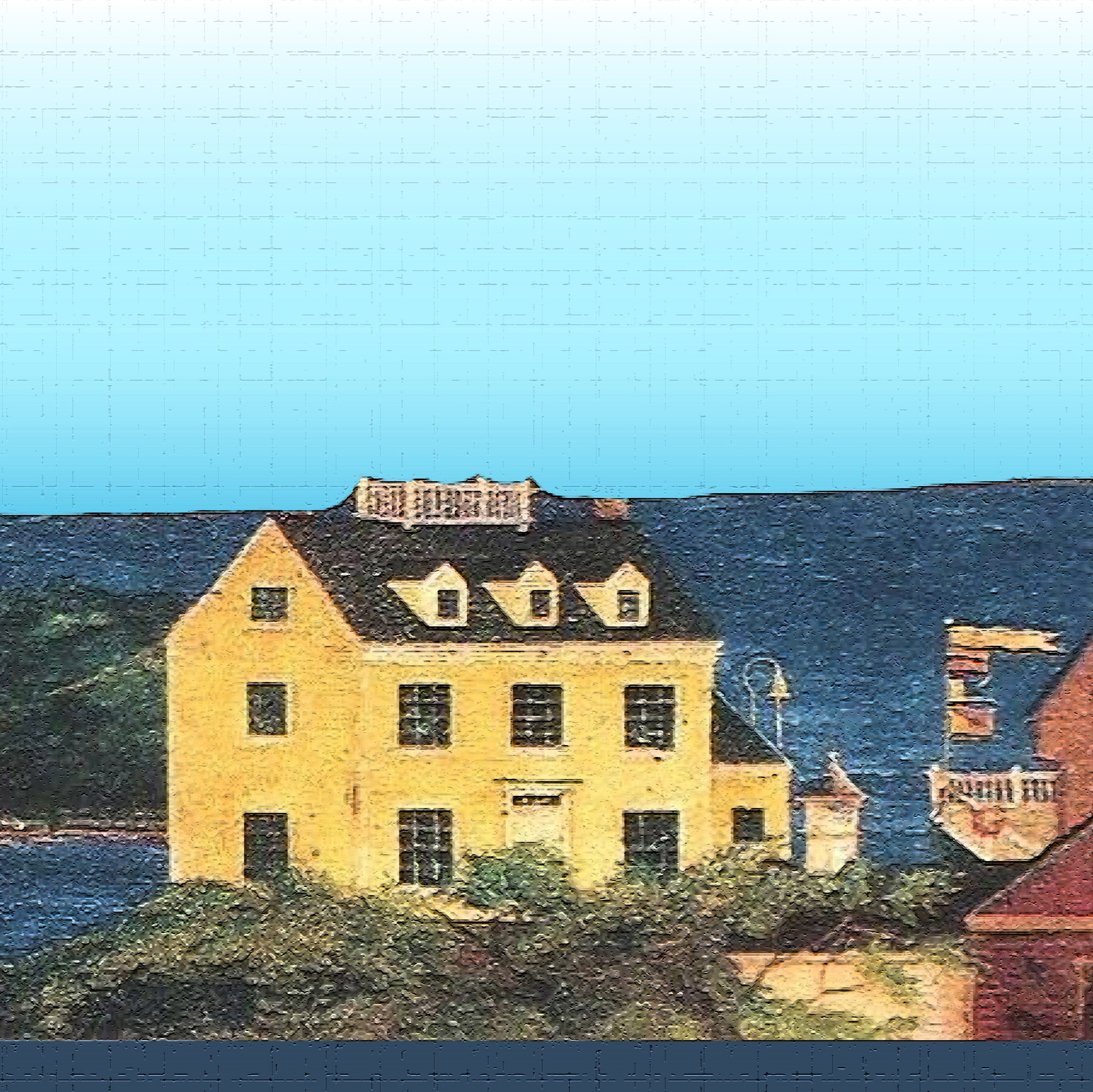 Dundee Deco's Peel and Stick Wallpaper Border Country Blue Yellow