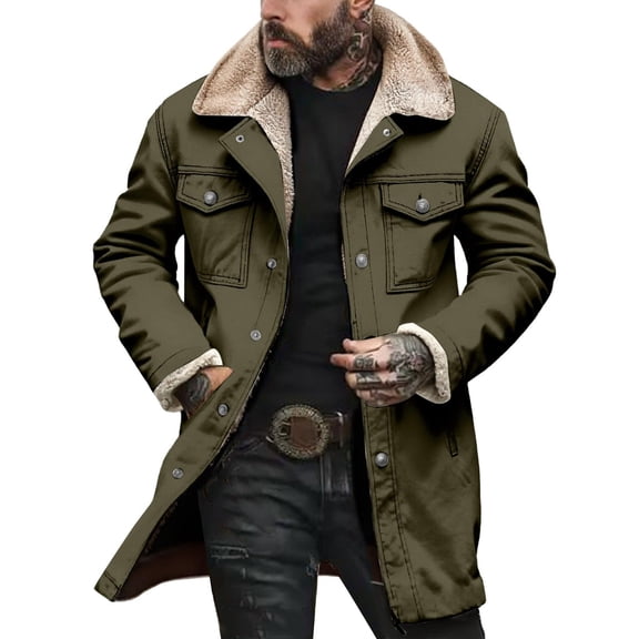Rutainlusire Mens Trendy Warm Lapel Fleece Lined Windproof Coat Jackets 2026 Fashion Women Solid Pockets Zipper Long Sleeved Casual Jacket Coat Blouse Outwear Turndown Collar Jackets