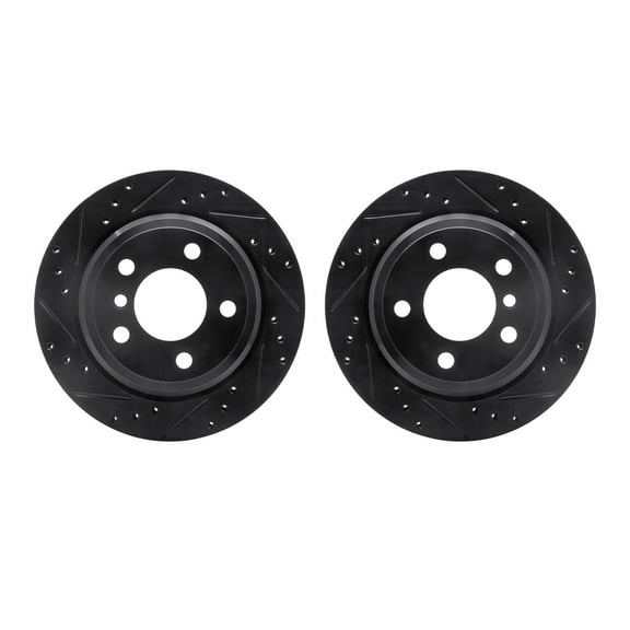 Dynamic Friction Company Rear Brake Rotors-Drilled and Slotted-Black 8002-31079