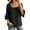 Black, variant on Tops for Women 3/4 Sleeve Square Neck Solid Color Casual Cotton Linen with Petal Sleeves Top