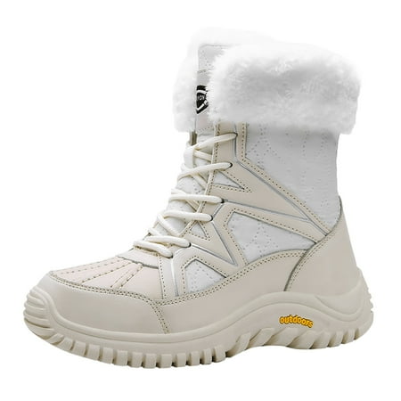 

KmaiSchai Mid Calf Snow Boots For Women Women Winter Boots Waterproof Warm Lined Ladies Snow Boots Fashion Mid Carf Leather Boots Lace Up Womens Moccasins Boots 10 Wide Women Flats Boots For Wor