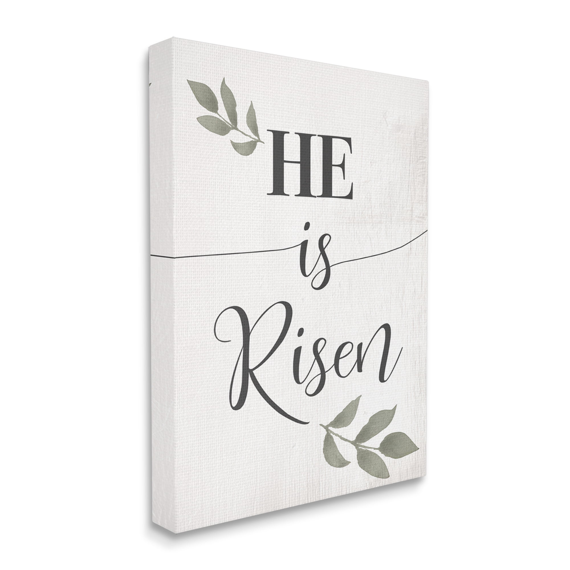 Stupell Industries He Is Risen Faith Phrase Green Country Leaves, 24 x 30, Design by Daphne Polselli