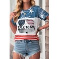thumbnail image 4 of POGLIP Femmes Multicolor Bénit Coeur Forme Drapeau Américain Couleur Bloc T Shirt, 4 of 6