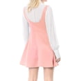 thumbnail image 3 of INSPIRE CHIC Women's Overall Dress Solid U Neck Button Decor Flared Hem 2XL Pink, 3 of 9