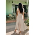 thumbnail image 6 of Women Casual Summer Smocked V Neck Beach Striped Sleeveless Sundress Flowy Long Dress with Pockets Light Gray S, 6 of 8