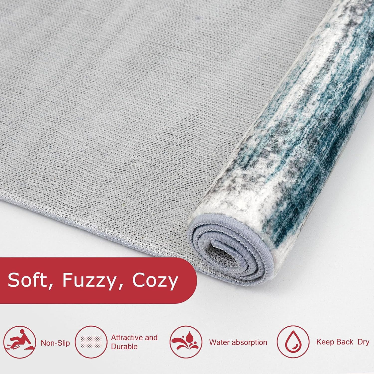 iOhouze Runner Rug 2x8 Kitchen Runner Rugs Non-Slip Washable Soft Print Distressed Blue Carpet Runner for Entryway Bathroom Laundry Room Foyer