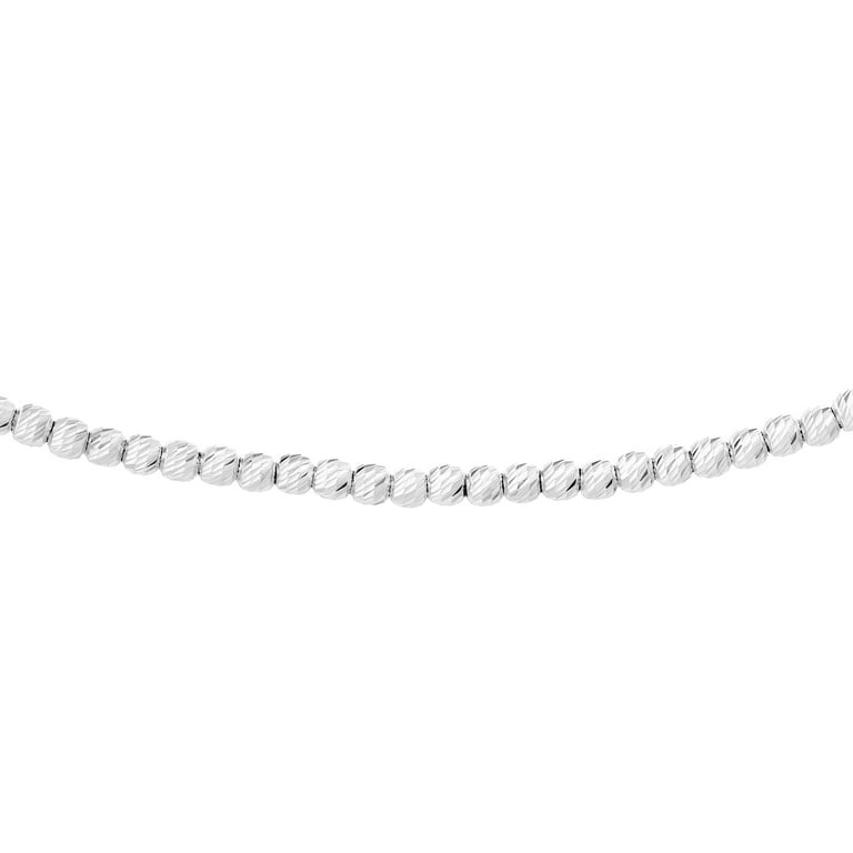 Honey Crush Real 14K White Gold Diamond Cut Bead Chain Choker