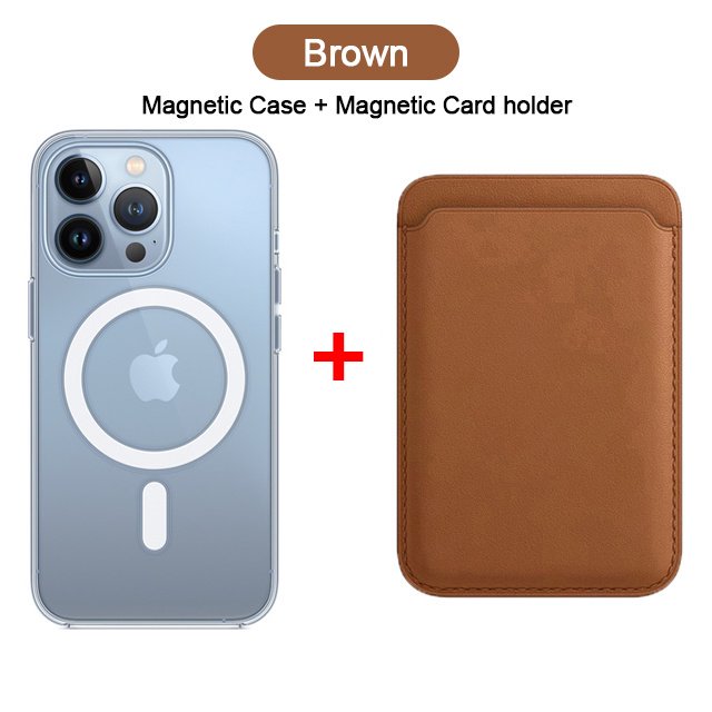 2 En 1 Para Carga Magnética Magsafe Cubierta Transparente IPhone 12 11 13 14 Pro Max Plus Tarjetero