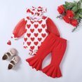 thumbnail image 2 of Sngxgn Girl's 2 Piece Rib Knit Outfits Twist Front Long Sleeve Top and Flare Pants Set(Red,6M), 2 of 9