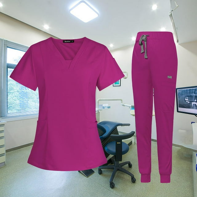 Ensemble d'Uniformes pour Femmes, Col en V, Salon de Beauté, Lavable en Machine, Confortable