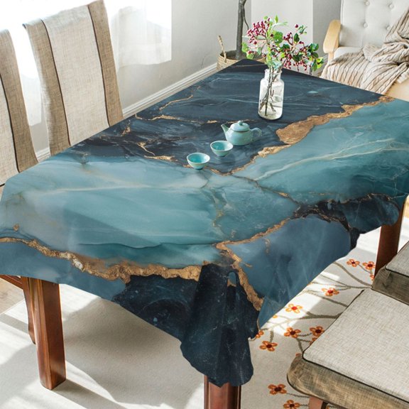 Yayeee Tablecloths for Rectangular Tables 54 x 54 inch Party Table Cover, Black Marble