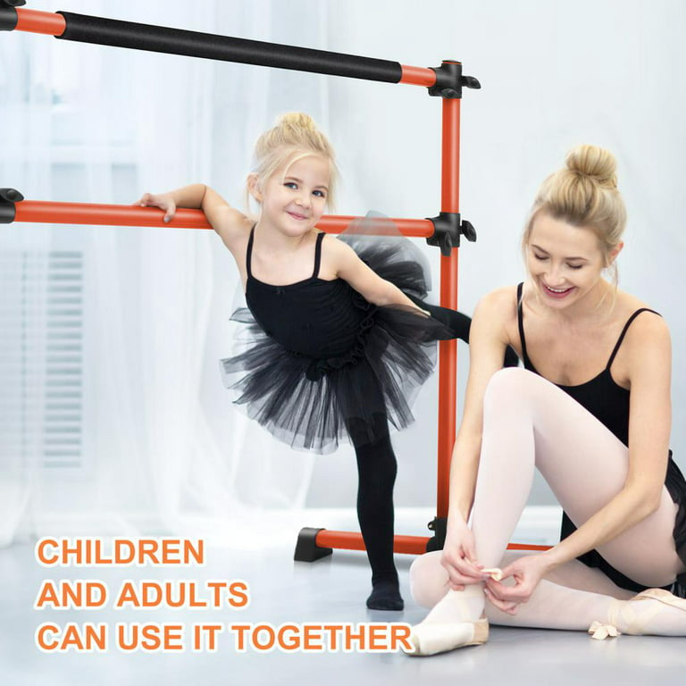 Double-Decked Liftable Home Dance Studio Ballet Pole ,Home Workout Barre  Equipment for Home with Anti Slip Base Height Adjustable Bars Stretch Band