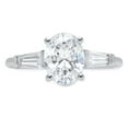 thumbnail image 5 of 2.5 ct Oval Cut Real Genuine Natural Diamond VS1-VS2 I-J 18K White Gold Three-Stone Promise Wedding Statement Engagement Designer Ring W/ Crystal side stones size 5, 5 of 7