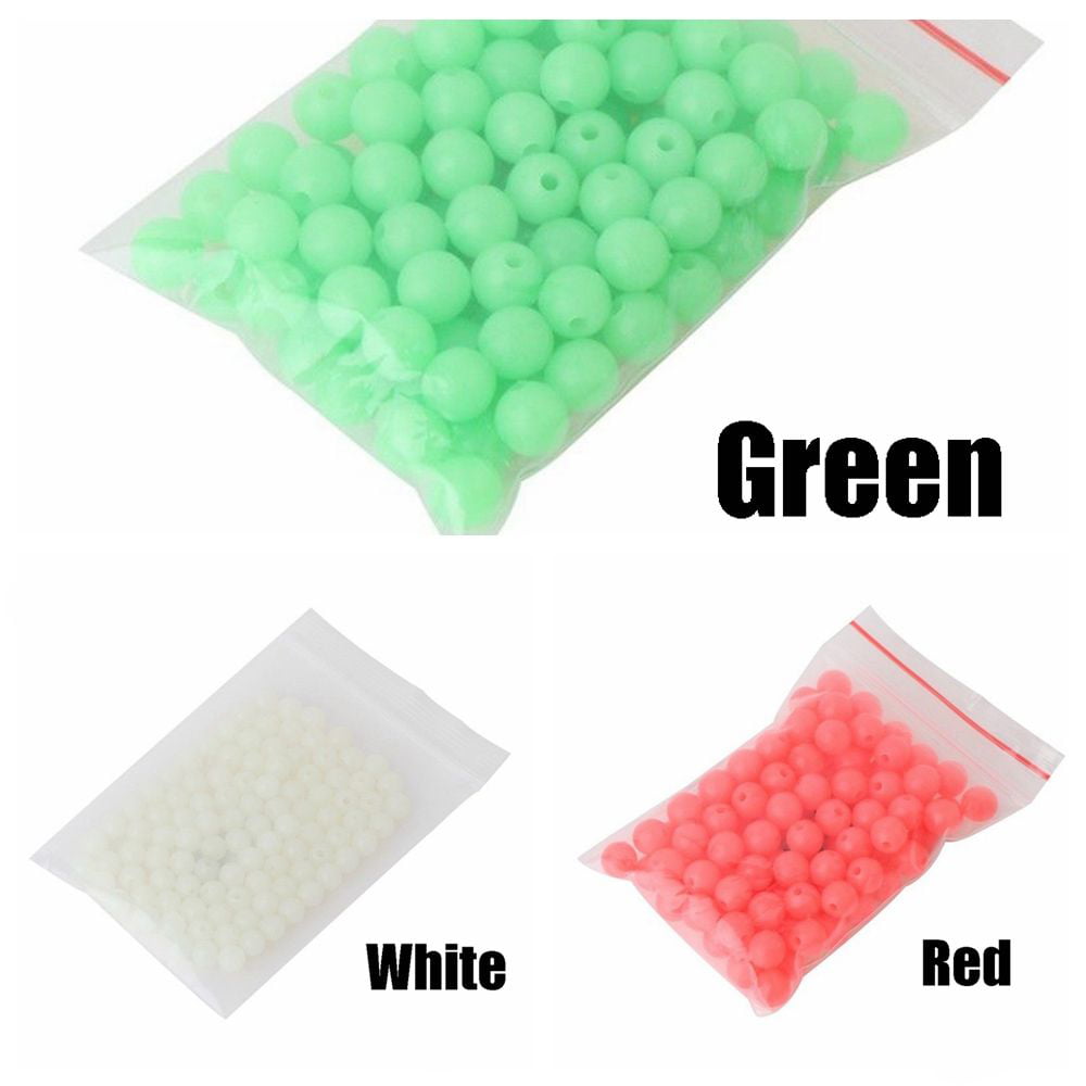 100pc/bag Hot Plastic 4/5/6/8mm Sea Stoppers Glowing Balls Luminous Light  Fishing Floats Beads RED 5MM 
