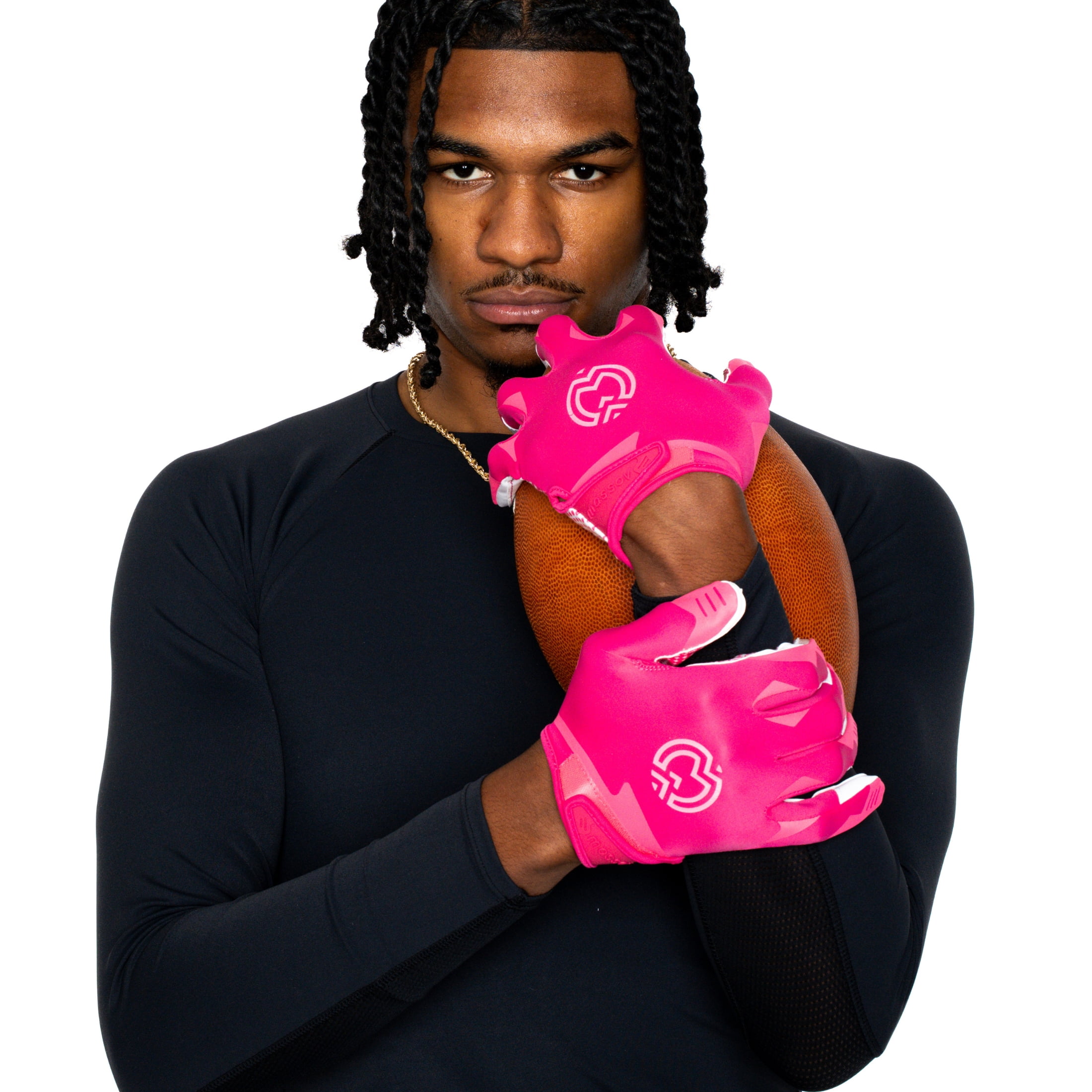 Massov VPRO3 Mens Adult Football Glove, Receiver Glove, Pink, Large