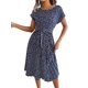 thumbnail image 4 of Lucakuins, vestido de playa de manga corta para mujer, vestido de fiesta plisado con estampado Floral informal de verano, ropa de calle Lucakuins moda, 4 of 7