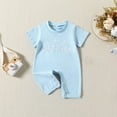 thumbnail image 2 of Darzheoy Toddler Baby Rompers Comfortable Girls Boys Round Neck Thin Short Sleeve Jumpsuits Embroidery Solid Color Graphic Spring Summer Printed Pajamas Clothes ,Size 0-12 Months, 2 of 8