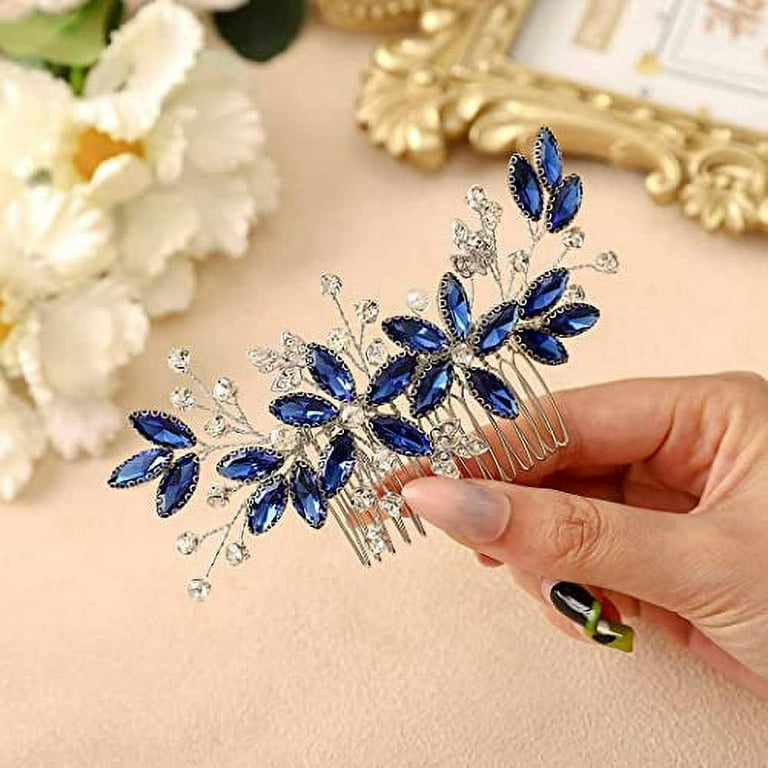 Casdre Crystal Bride Wedding Hair Comb Silver Leaf Bridal Hair