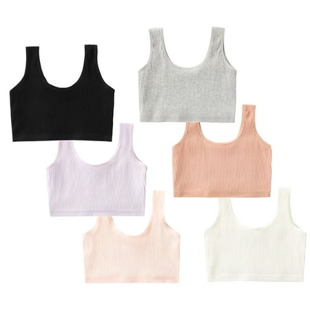 

Herepai Training Bras for Girls Seamless Cami Bralettes Sports Striped Vest (10-12 Years Colors of 6)