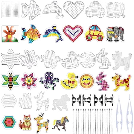 Clear Beads Pegboards Craft Kit for Kids DIY Arts and Crafts Projects, 17PCS
