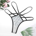thumbnail image 4 of Flower Blue Grey Cherry Blossoms Open Type Women's Panties Crotch Opening G-strings Thongs Lingeries Underwear, 4 of 7