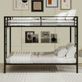 thumbnail image 3 of Harper & Bright Designs Queen Size Iron Bunk Bed with Ladder, Queen Over Queen Metal Bunk Bed Frame with Safety Rails for Bedroom, Black, 3 of 11