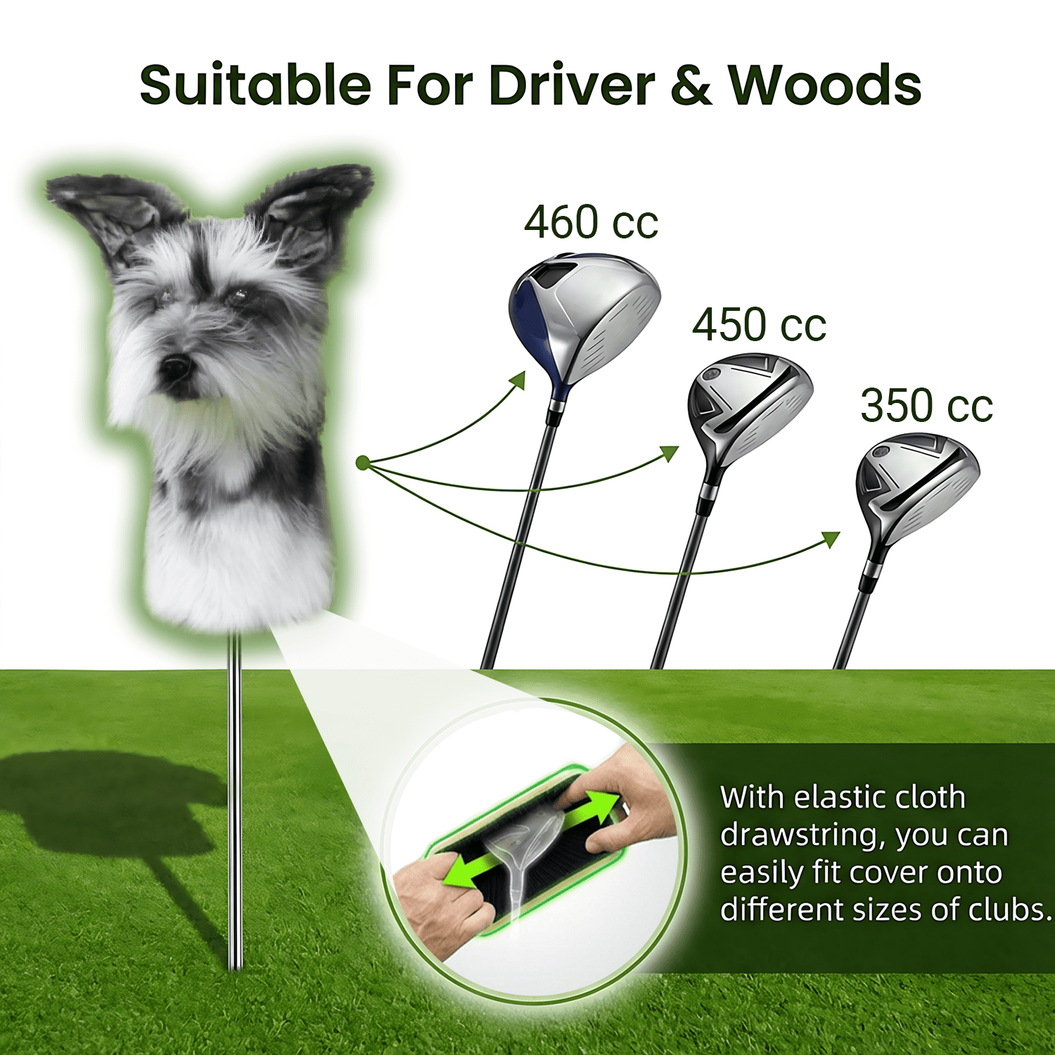 Schnauzer Golf Club Headcover, Dog Golf Driver & Woods Club Cover, Schnauzer Dog Golf Head Cover