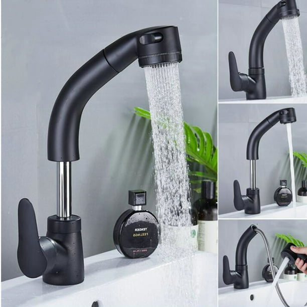 Bathroom Sink Faucet With Pull Out, Pull Down Bathroom Faucet Black