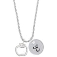 thumbnail image 1 of Delight Jewelry Silvertone Apple Outline Silvertone Script Initial Disc - E - Charm Necklace, 20"+3", 1 of 4