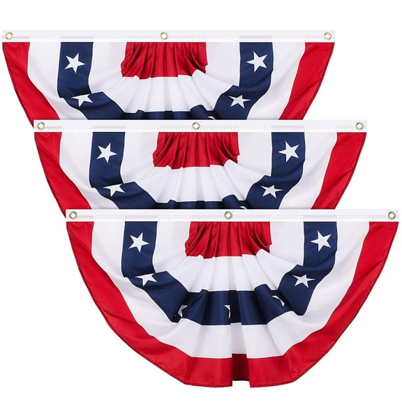 USA American Flag Fan Bunting 3x1.5 Feet Outdoor US Flag Decor Bunting Flag Bunting American Flag Porch Bunting American Flag Swag Bunting,3 Pieces