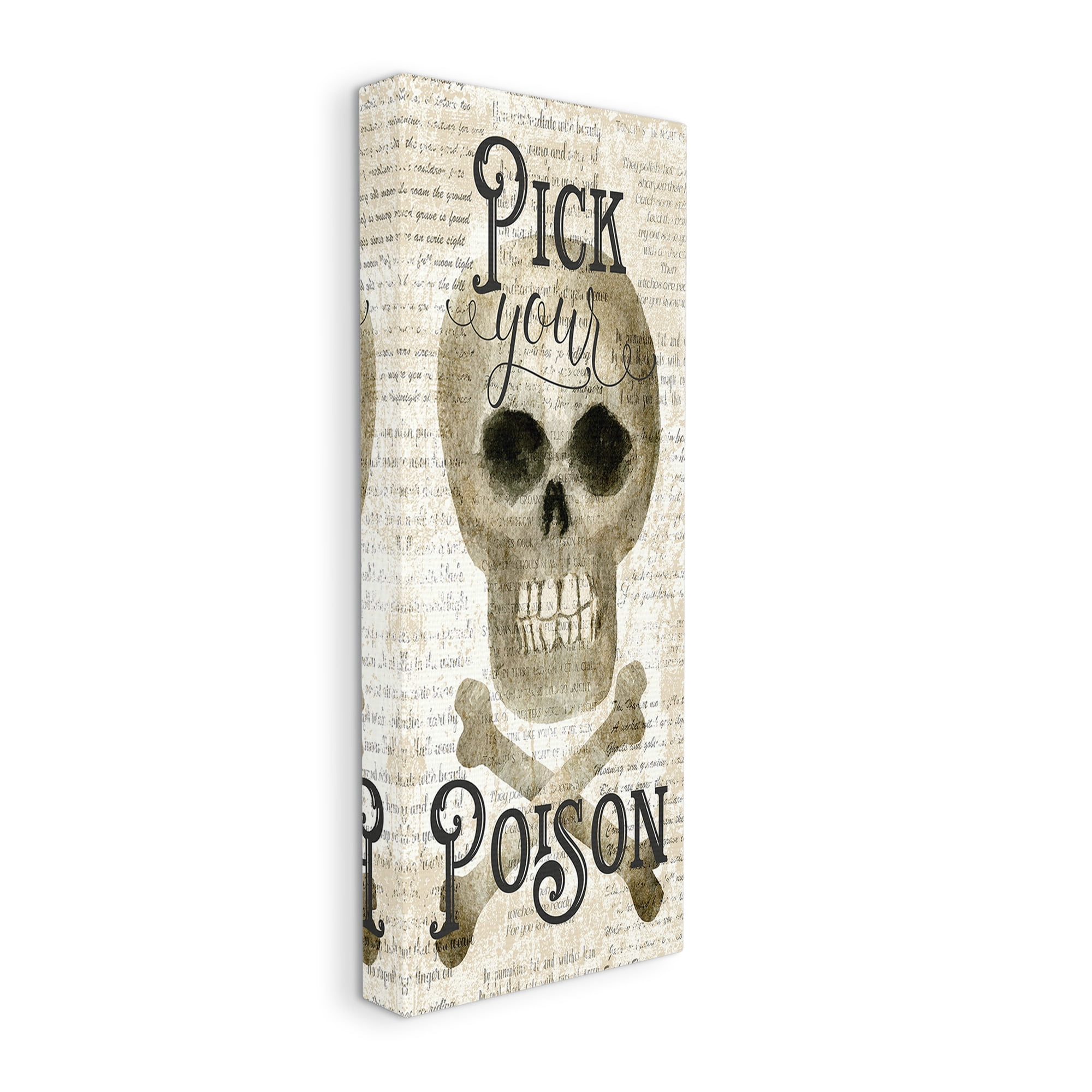 Stupell Industries Pick Your Poison Skull Holiday Painting Gallery Wrapped Canvas Art Print Wall Art, 20 x 48